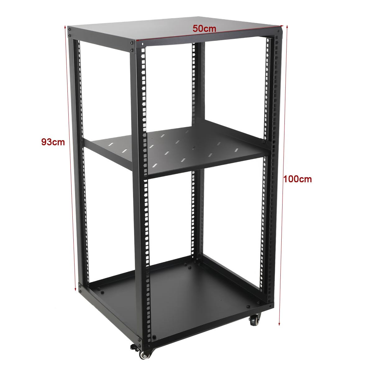 20 HE Mobiles Open Frame Serverrack,Server-Rack, Rack-Gehäuse 19 Zoll Netzwerk Rack mit Rädern, Rack für Computer/AV/Daten/IT Geräte