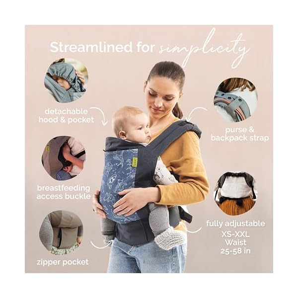 Boba Babytrage Classic Carrier - Babytragetasche im Rucksack Stil – Tragen Sie Ihr Kind auf dem Bauch wie auch auf dem Rücken, für Babies ab 3kg bis zu Kleinkindern bis 20kg – Bild 4
