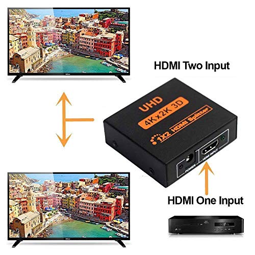 Image of 1 x 2 HDMI Splitter 2 Ports, HDMI Splitter 1 in 2 Out, Supports 3D 4K x 2K @30HZ Full HD 1080P, Support for TVs or Multi Monitor Adapter at Same Time (1 X 2 HDMI SPLITTER)