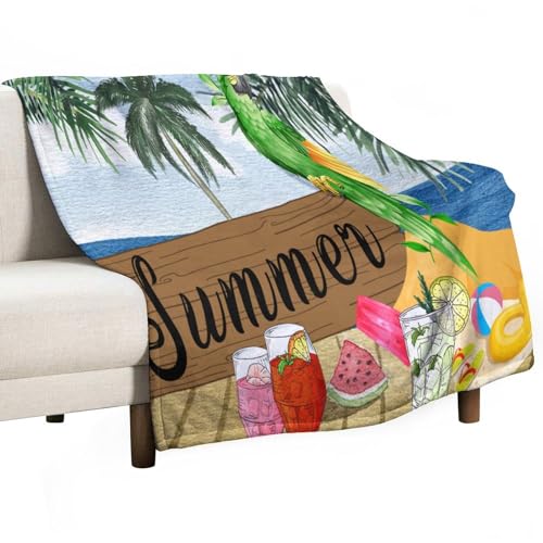 Couverture en polaire été perroquet oiseau plaid chaud et léger pour lit - 2
