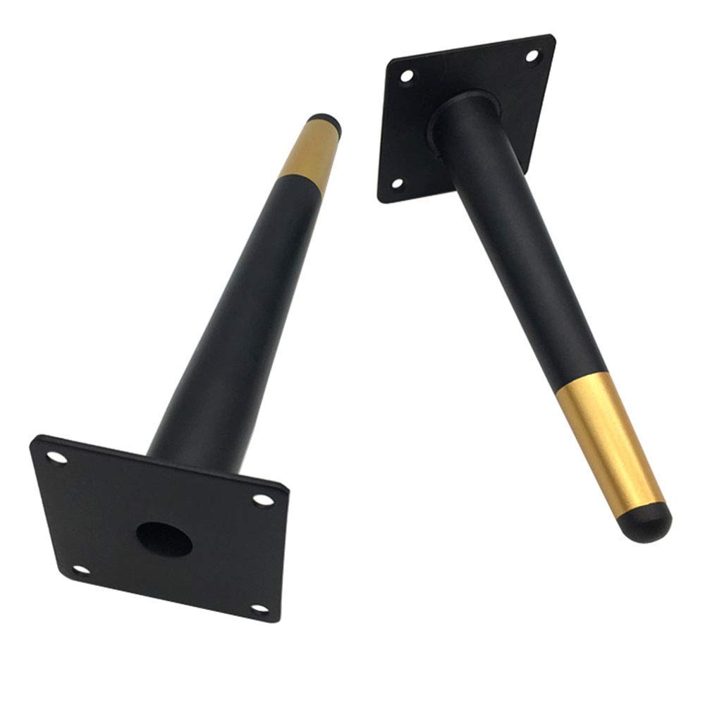 Gambe per mobili a Cono, Gambe per Divano Moderne in Metallo con Base in Ottone, Accessori per armadietti, poggiapiedi, Nere, dritte, 12 cm/4,7 Pollici.