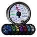 GlowShift White 7 Color 200 PSI Air Pressure Gauge Kit - Includes 2 Electronic Sensors - Red & Green Analog Needles - White Dial - Clear Lens - for Air Ride Suspension Systems - 2-1/16" 52mm