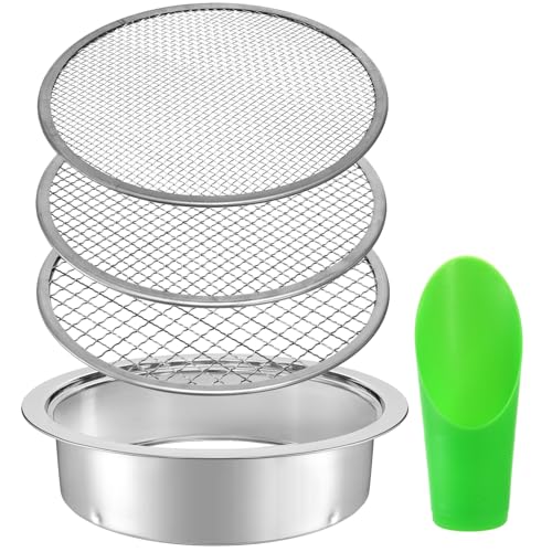Suwimut Soil Sifter, 9.5' Fine Mesh Stainless Steel Soil Sieve for Gardening, Compost Sifter with...
