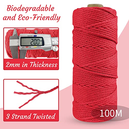 LEREATI Macrame Cord 2mm x 100m, Thick Macrame Rope Natural Cotton Rope Craft String - Image 3