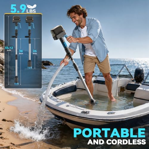 Image of Ecarke 840GPH Brushless Cordless Stick Water Transfer Pump Compatible With Makita 18V (Tool Only), Auto Shut-Off, 38FT Lift 3-Speed, Extendable & IP68 with Hose Kit for Pool Garden Basement RV Boat