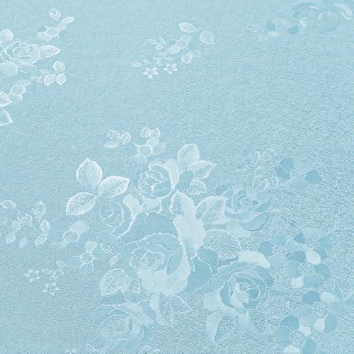 VEELIKE Papel Pintado Flores Azul Claro Grueso Papel Pintado Pared Textura Rosas Papel Pared Estampado Papel Forrar Mueble Papel Pintado Pared Relieve Papel Tapiz Habitación Baño Armarios 40cm×300cm