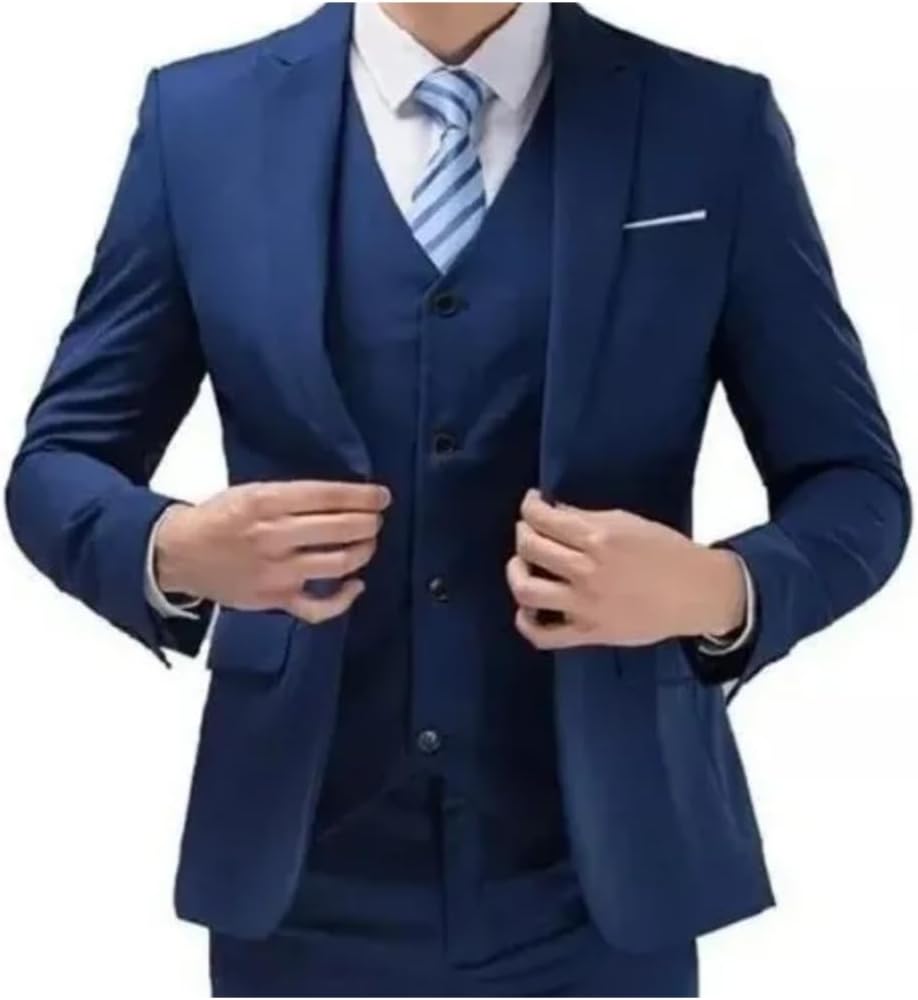 Terno Masculino Slim Fit Oxford Três Peças Social Calça Paletó e Colete