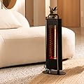EAST OAK Patio Heater, 1200W Under Table Electric Heater with Double-Sided Design Silent Heating, IP65 Waterproof Portable Infrared Space Heater with Handle and Protection from Tip-Over & Overheating