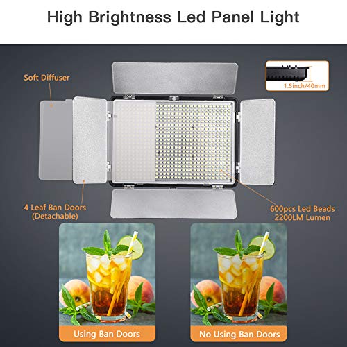 WSHA 2 in 1 3200k / 5500k Farbtemperatur-einstellbare LED-Videoleuchte mit 2 Lichtständern, 4-teiliger NP-F550-Akku… – Bild 6