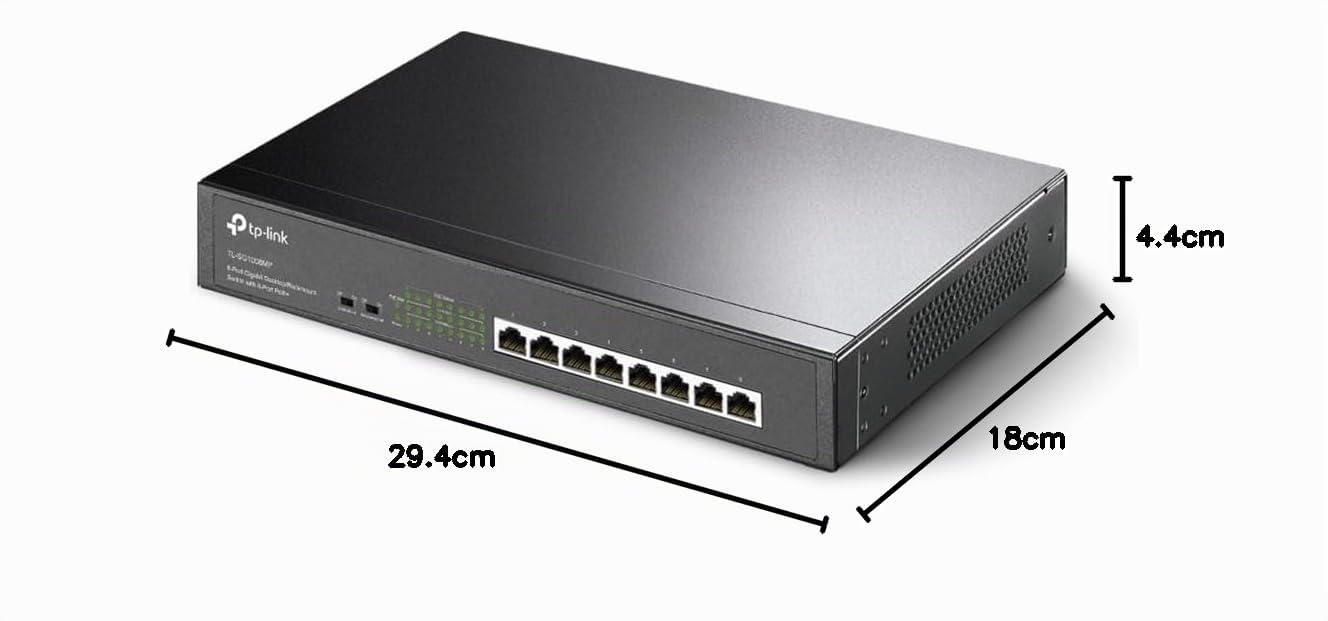 TP-Link Switch PoE (TL-SG1008MP V2) 8 Ports Gigabit, 8 Ports PoE+, 153W pour Tous Les Ports PoE, Boitier Métal, Installation faciles, idéal pour créer Un réseau de Surveillance Polyvalent et fiable
