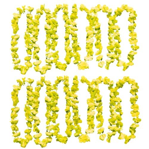 UV Floor – Collar de flores amarillo neón – Calidad premium – Accesorio fluorescente – Fiesta – Disfraz – Lote de 12