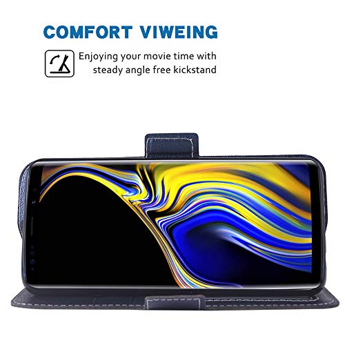 Phone Case For Samsung Galaxy Note 9 Folio Flip Wallet Case,Pu Leather Credit Card Holder Slots Heavy Duty Full Body Protection Kickstand Protective Phone Cover For Glaxay Note9 Dark Blue #TOP5