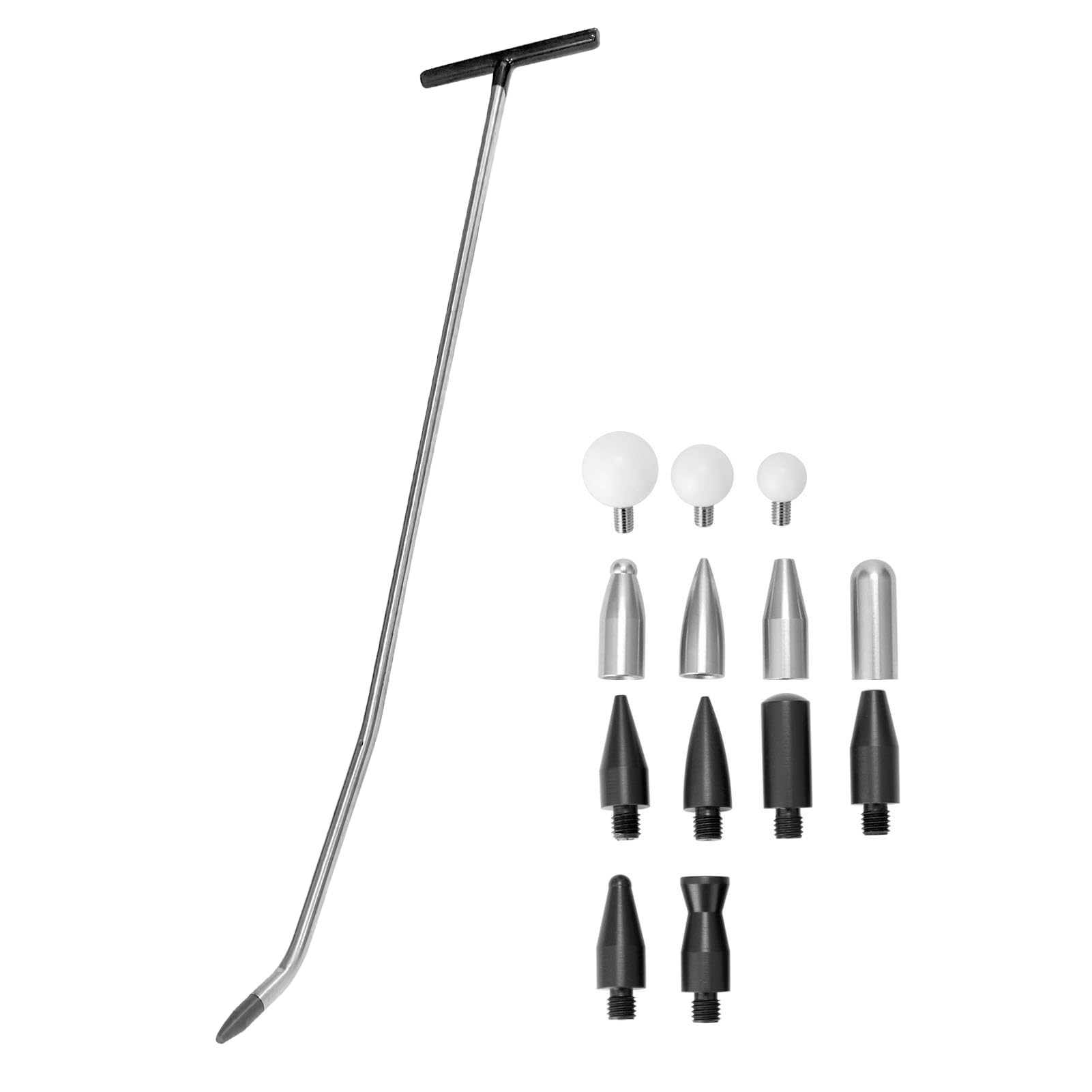 Pręt do Usuwania wgnieceń Bezlakierowe Narzędzie do Naprawiania wgnieceń Naprawa Karoserii Samochodu Pręt Dent Ding Grad Naprawa z 7 Wymiennymi Głowicami Ergonomiczny (Typ2)