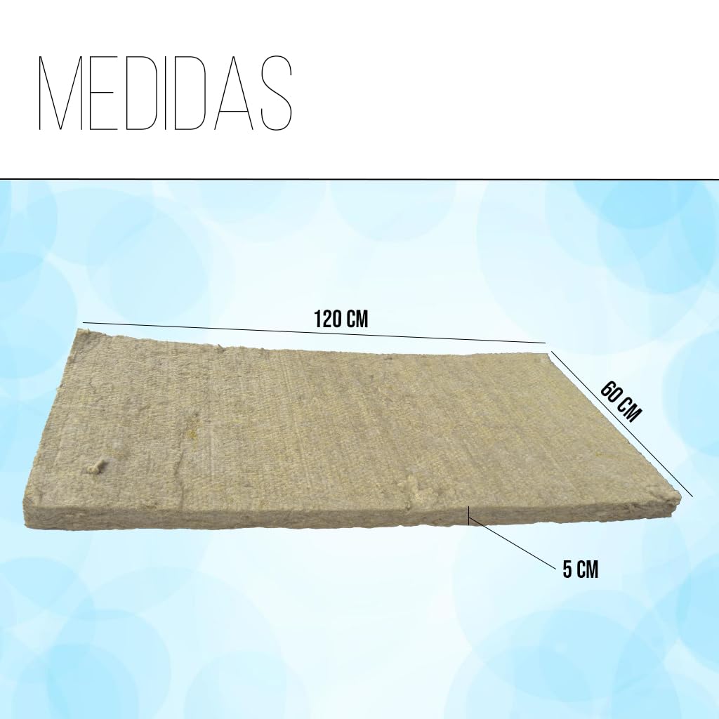 Panel de Lana de Roca Aislante Térmico y Acústico – Plancha de 120x60x5 cm | Alta Densidad | Resistente al Fuego | Aislamiento para Paredes, Techos, Suelos, Vehiculos y más.