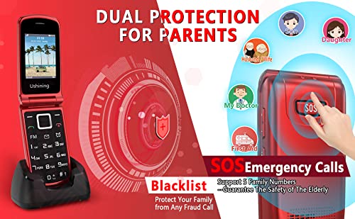 4G Lte Seniors Cell Phone Dual Standby Unlocked Senior Flip Phone Sos Big Button Senior Basic Phone For Elderly 2.4 Inch Screen Unlocked Feature Cell Phone With Charging Dock (Red) #TOP6