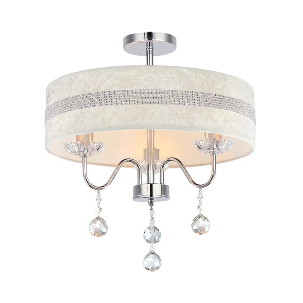 MIMMIC 3-Lights Northern Europe Modern LED Crystal Ceiling Light Simple Mediterranean Iron Cloth Lampshade Dining Room Living Room Ceiling Pendant Lamp Metal E27 Chandelier Durable (Color : Stripe)