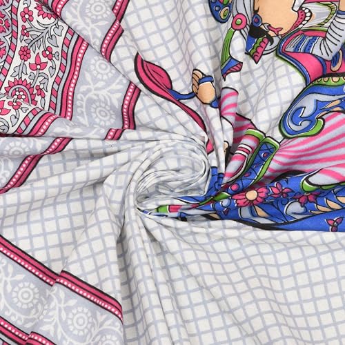 Image of Premium Rajasthani Jaipuri Traditional Sanganeri Elephant Print 144 TC 100% Pure Cotton Single Size Bedsheet with one Pillow Covers