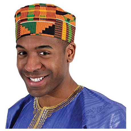 ShopHaven Traditional African Kente Kufi Hat for Men: Distinctive Ankara Cap for Cultural Expression