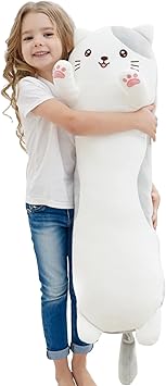 36" Cat Stuffed Animal, Soft Long Pillow Doll Cute Cartoon Kitten Plush Body Pillow Plushies Toy Gift for Kids, Girls, Birthdays