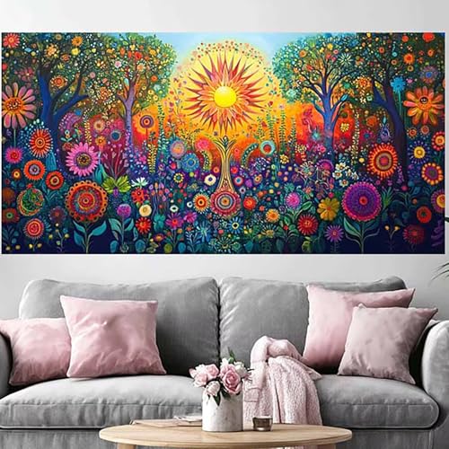 Diamond painting adulte abstrait grand format 70x140cm broderie mosaïque 5D complet