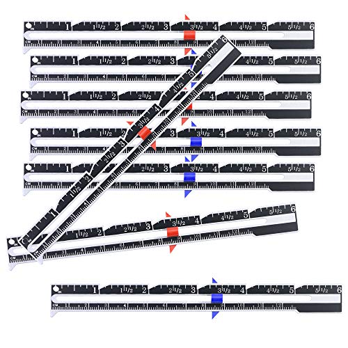 CZWESTC 8 Pcs Sewing Measuring Rulers, Aluminum Sliding Gauge, Quilting Knitting Measuring Rulers, Sewing Seam Gauge for Beginner Crafting Sewing Measuring (Blue & Red)