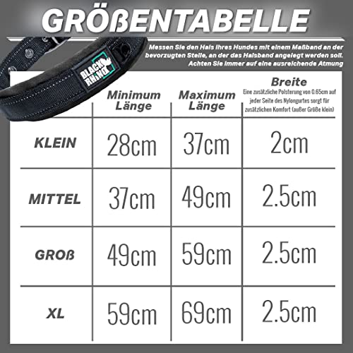 Black Rhino - Das Comfort Halsband Super Weiches Neopren Gepostertes Hundehalsband für alle Hunderassen - Hochbeanspruchbar Verstellbar Reflektierend Wetterfest (Groß, Schwarz)