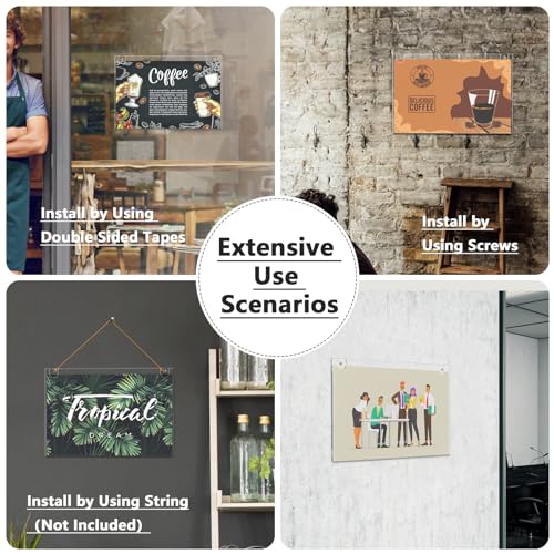 Image of MaxGear Acrylic Wall Mount Sign Holder, 11 x 17 Landscape, 6 Pack | Includes Adhesive Tapes and Screws, Clear Acrylic Display for Signs, Posters and Documents, Ideal for Office, Home, Store