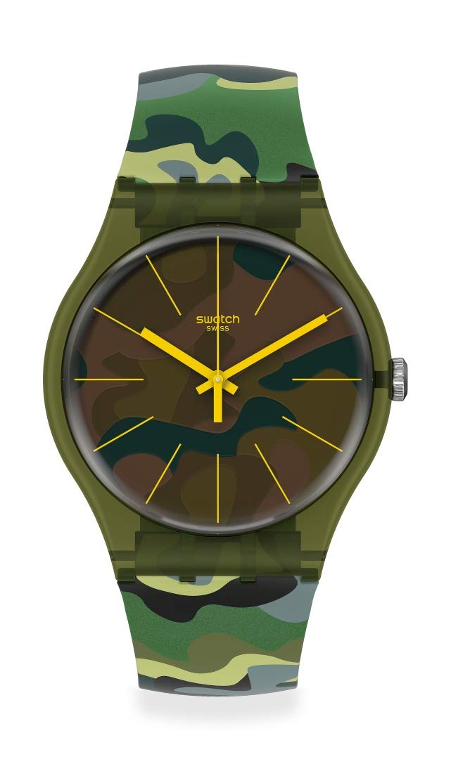 Swatch New Gent Swiss Quartz Silicone Strap, Green, 20 Casual Watch (Model: SUOG114)