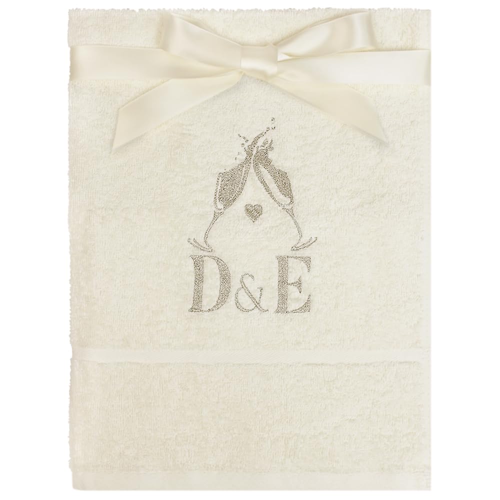Teddyt's Cream Personalised Initials Champagne Celebration Hand Towel (Cream)