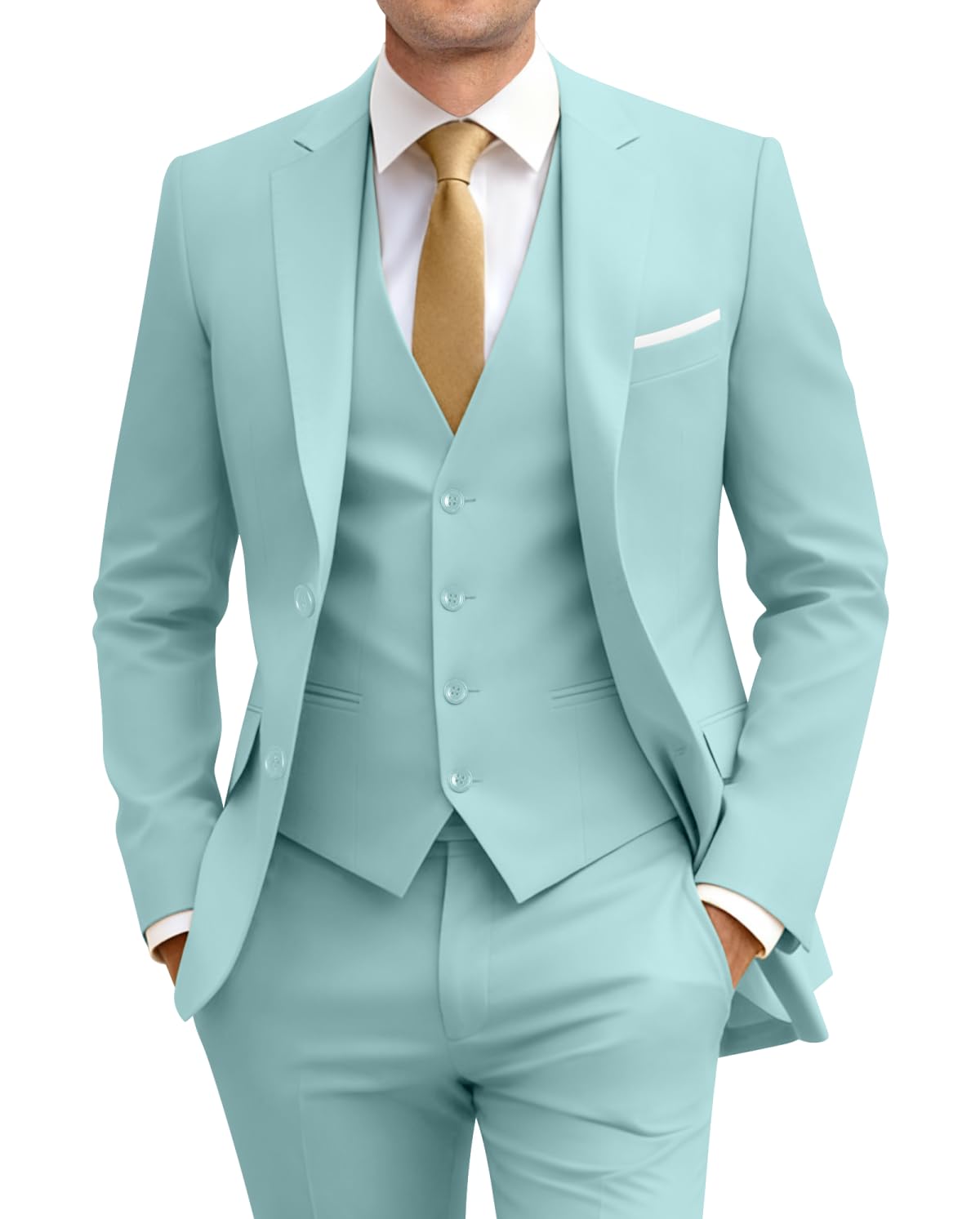 Men's Slim Fit 3 Piece Suit Set with Tie