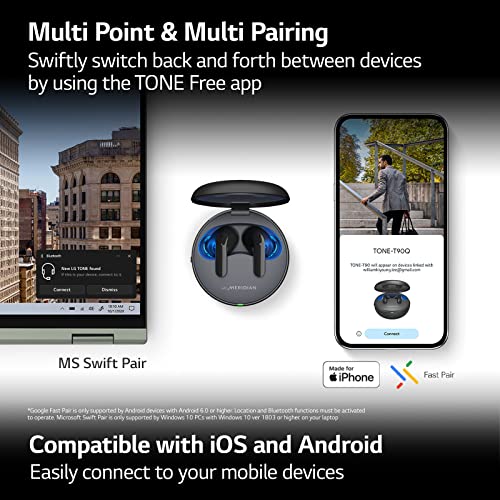 Image of LG Tone Free T60Q - Hybrid Active Noise Cancelling True Wireless Bluetooth Uvnano+ Earbuds