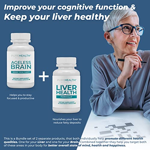 Ageless Brain Plasmalogen Supplement And Liver Health Formula 2 Pack Bundle - Advanced Memory Formula Brain Boost - Studying Essentials With Detox And Cleanse Support #TOP3