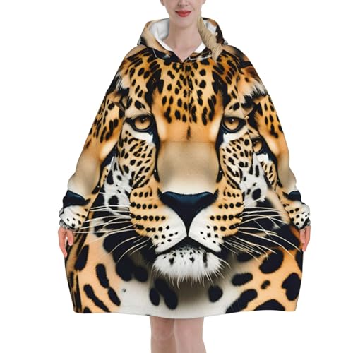 Couverture à capuche léopard en polaire premium douce et ultra chaude