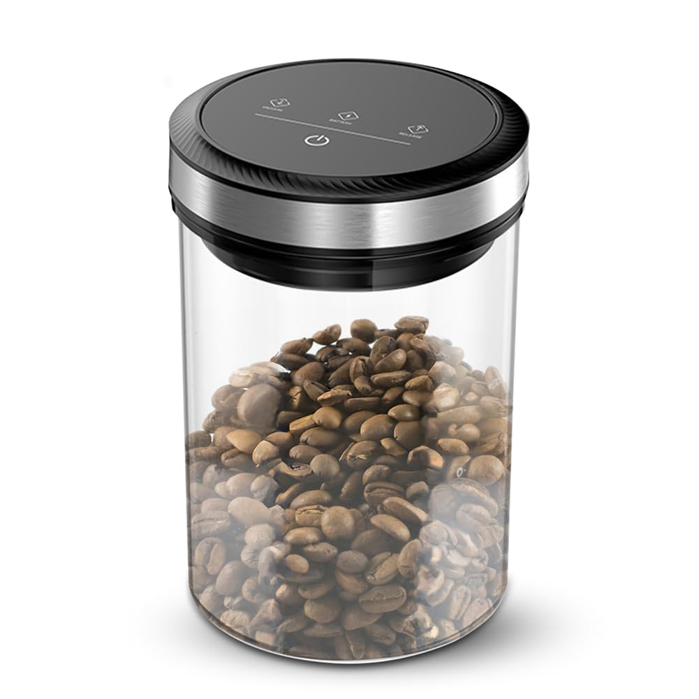 Barattoli per caffè sottovuoto con coperchio ermetico, 33 KPa, sottovuoto automatico e arresto, contenitore touch screen, 1,6 L/54 Oz