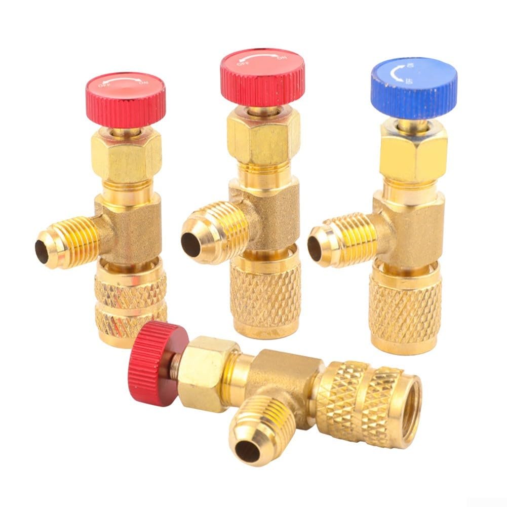 4 valvole di sicurezza per sistemi di climatizzazione compatibili con R22 R32 R410 con connettori rapidi di diverse dimensioni