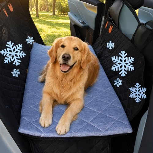 JoyBlooms Dog Bed for Car Back Seat, Dog Cooling Mat with 1.1in/2.8cm Thick Foam, Cooling Anti-Slip Washable Back Seat Pet Bed, 51.6in x 22.6in Fit on Backseat Extenders of SUVs and Small Trucks,Blue