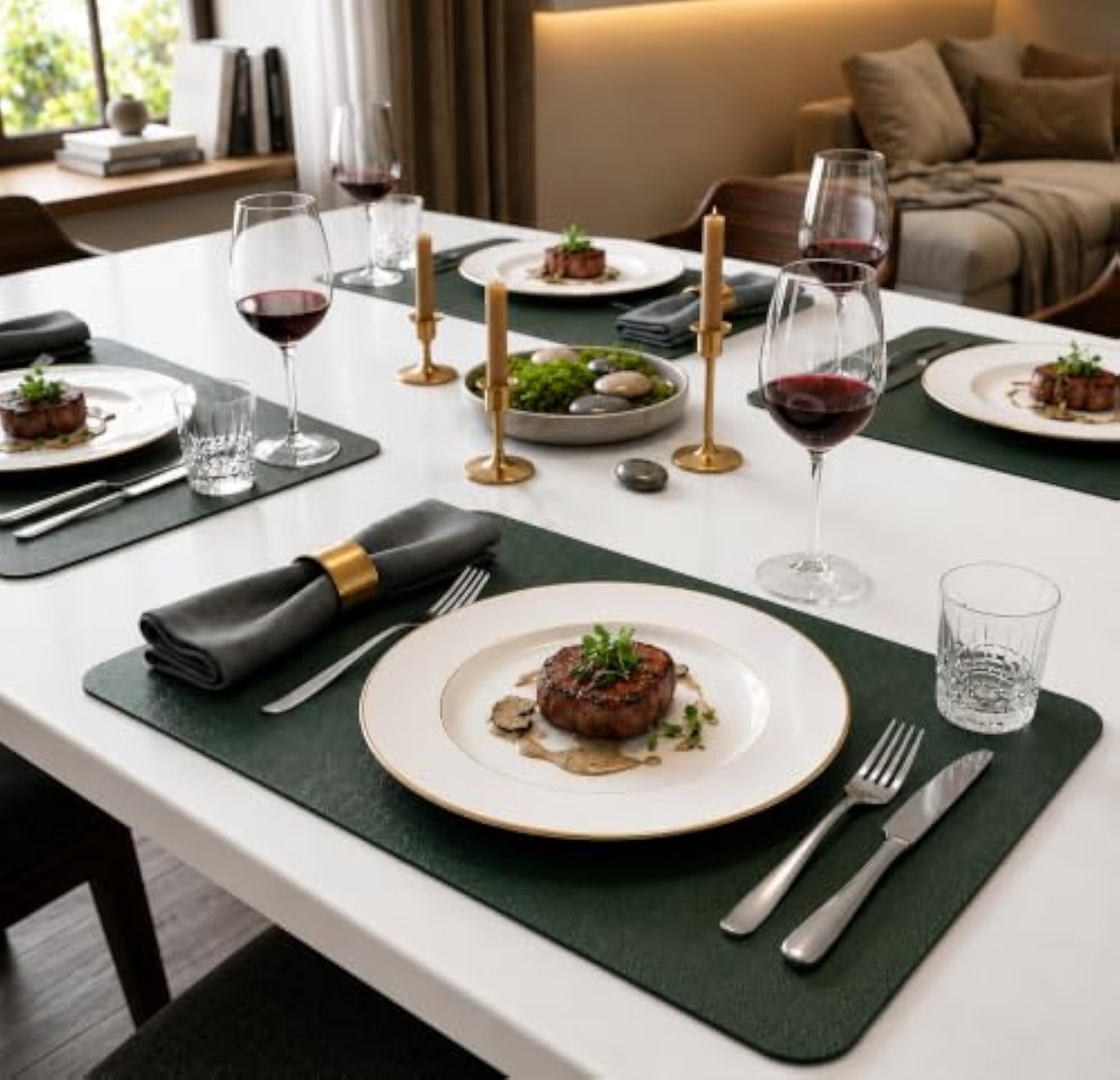 Double-Sided PU Leather Placemats for Dining Table, Reversible