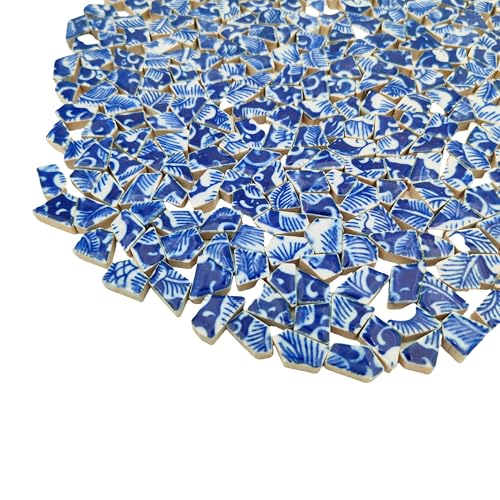 1.1 LB Porcelain and White Small Ceramic Mosaic Tiles,0.39“-0.78" Broken