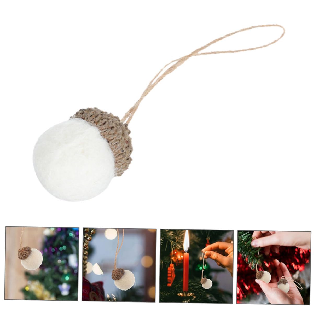 PRETYZOOM 60piezas Bolas De Fieltro De Lana Colgantes para Decoración Navideña Adornos De Acorn para Fiestas y Decoración DIY para