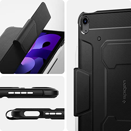 Image of Spigen for iPad Air 11 Inch Case M4 (2026), iPad Air 11 Inch Case M3 /M2 (2025-2024), 10.9 Inch 5th /4th Generation Case (2022 /2020), Rugged Armor Pro Protective Tri-Fold Cover with Pencil Holder, Black | Robust case with pencil holder, tri fold stand function, auto sleep and wake for M4-M2 (2026-2020) - black