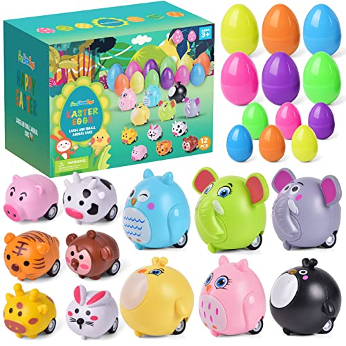 Prefilled Easter Eggs Animal Pull Back Cars 