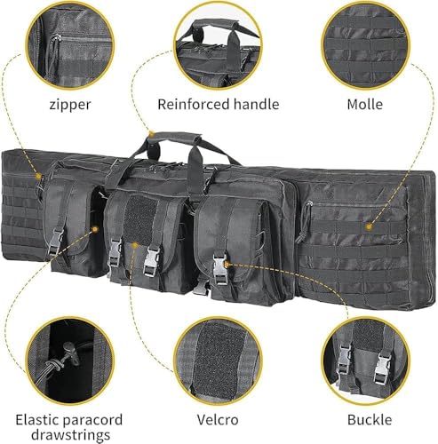 Rifle Backpack, Double Gun Cases for Rifles, Airsoft Guns & Rifles, Gun Backpack Shotgun Case, Shotguns,And Storage for Pistols,Tactical Range Bag with Locking Zip B,140CM - Image 3