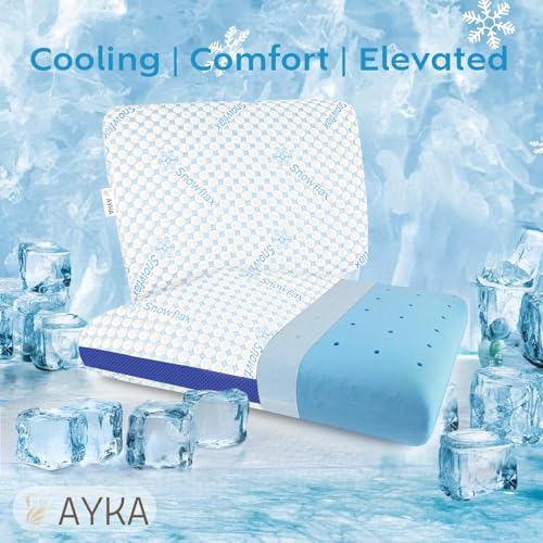 Image of AYKA Cooling Memory Foam Pillow for Neck & Shoulder Pain | Neck Orthopedic Pillow for Sleeping, Pain Relief & Spinal Alignment | Ergonomic Design | 2 Years Warranty (Set of 1)
