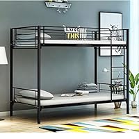 Panana Silver Twin Bunk Beds Metal Bunk Bed Frame with Ladder Steady Metal Slats for Kids Adult Twins (Black)