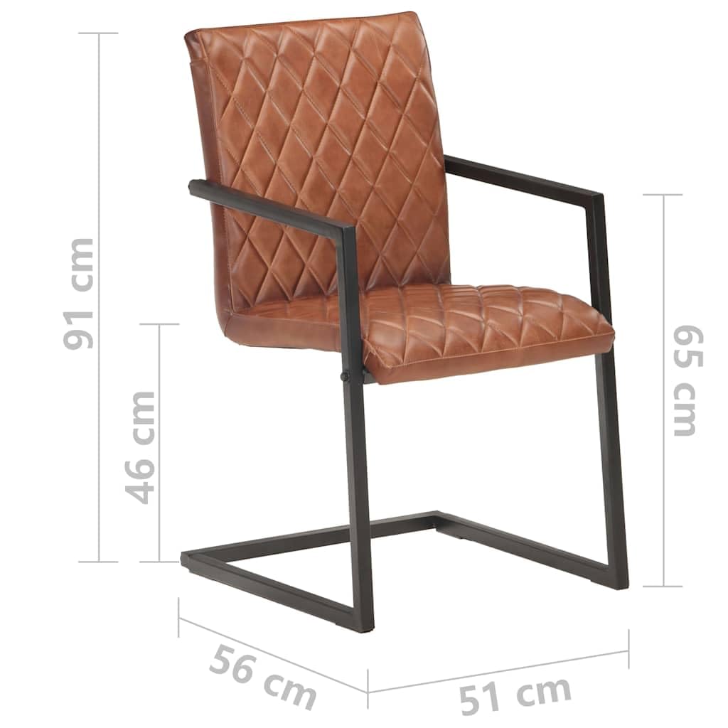 Chaises à Manger Clever Lot de 6 Marron Cuir Véritable