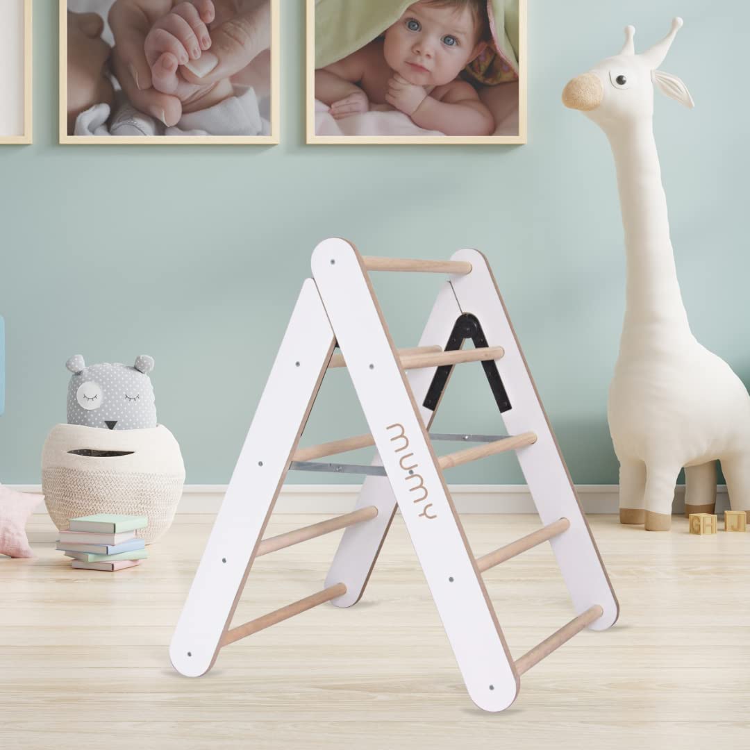 Mumy EasyCLIMB Safe Kletterdreieck Mit Rutsche & Balanceboard – Aus Massivholz, Klappbar, Für Kinder Ab 6 Monaten