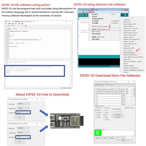 SANXIXING 3PCS ESP32 S3 Development Board 2.4G WiFi BT Module Internet of Things ESP32-S3-WROOM-1 N16R8 MCU 44Pin 8M PSRAM with 1pc 50CM Type-C Cable Set - Image 6