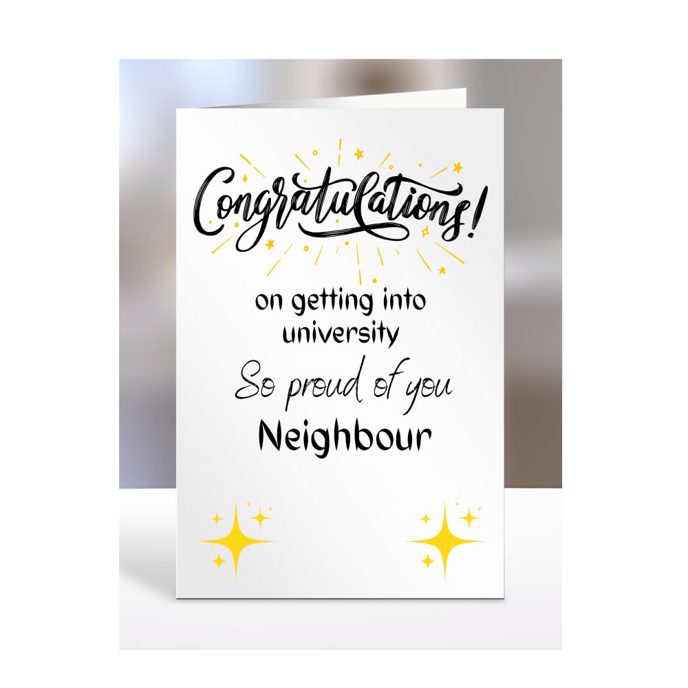 Congratulations on getting into university, card for Neighbour, gifts for men, women, him, her, male, female, presents for Christmas, A5-194_161 — image 1