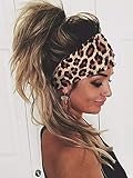 Unicra Boho Cross Leopard Headband Elastic Turban Hair Band Yoga Head Wraps for Women and Girls...