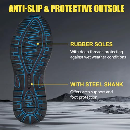 Kalkal Rain Boots Men, Waterproof Rubber Boots for Men, Durable Neoprene Work Boots for Gardening Hunting and Fishing3